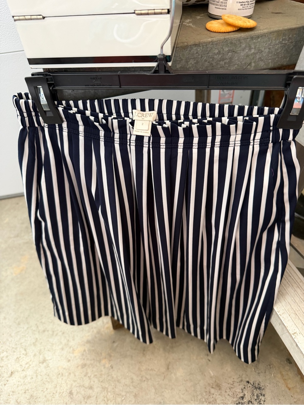J. Crew Navy and White Vertical Stripe Skirt